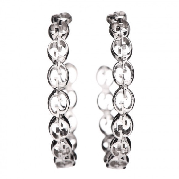 GUCCI
18K White Gold Interlocking GG Hoop Earrings - Picture 3 of 3